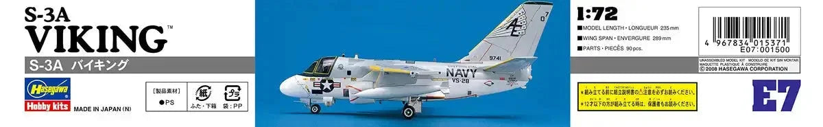 HASEGAWA - 1/72 S-3A Viking - U.S. Navy Anti-Submarine Aircraft Plastic Model- Japan Figure Store - #1 Bring To You The Best Japanese Goods