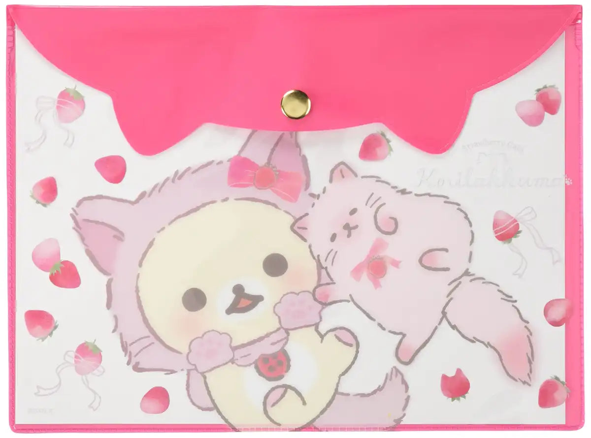 San-X A5 Clear Case with Rilakkuma Korilakkuma and Strawberry Cat - Bv45301- Japan Figure Store - #1 Bring To You The Best Japanese Goods