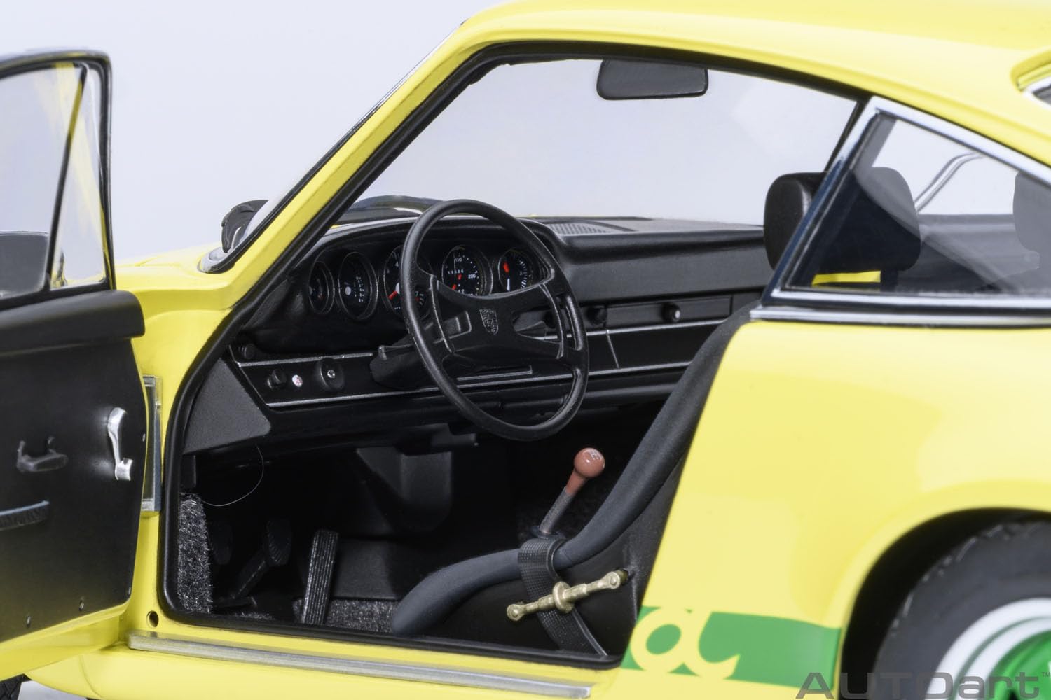 Autoart Porsche 911 Carrera 2.7 RS 1/18 Scale Light Yellow Green Stripes Model