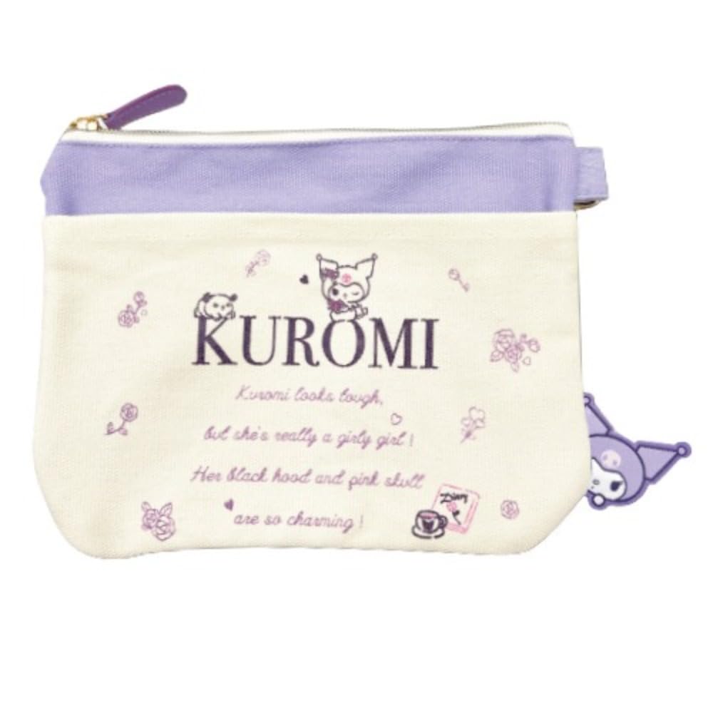 San-X Canvas Flat Pouch Sanrio Characters Kuromi - Durable and Stylish- Japan Figure Store - #1 Bring To You The Best Japanese Goods