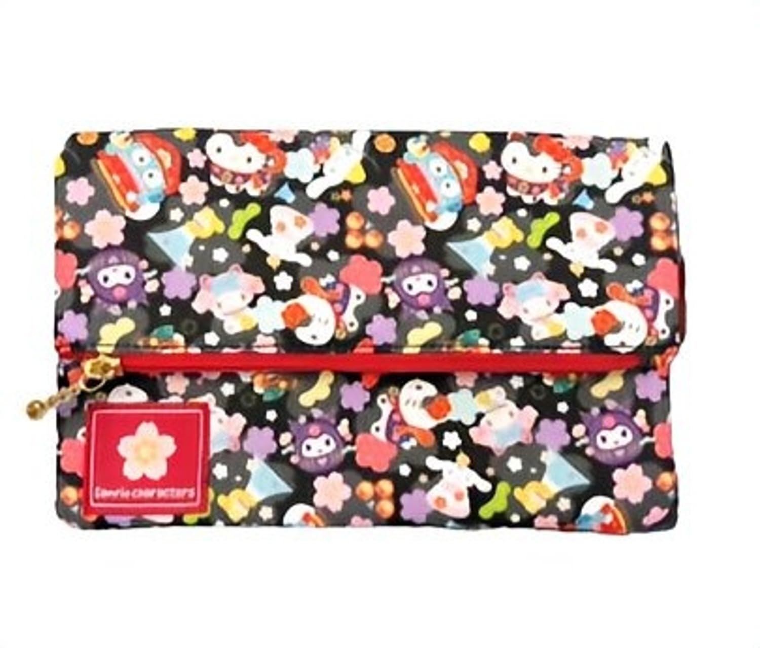 San-X Hatayama Shoji Free Pouch Japanese Pattern Sanrio Characters Black H13 x W20cm- Japan Figure Store - #1 Bring To You The Best Japanese Goods