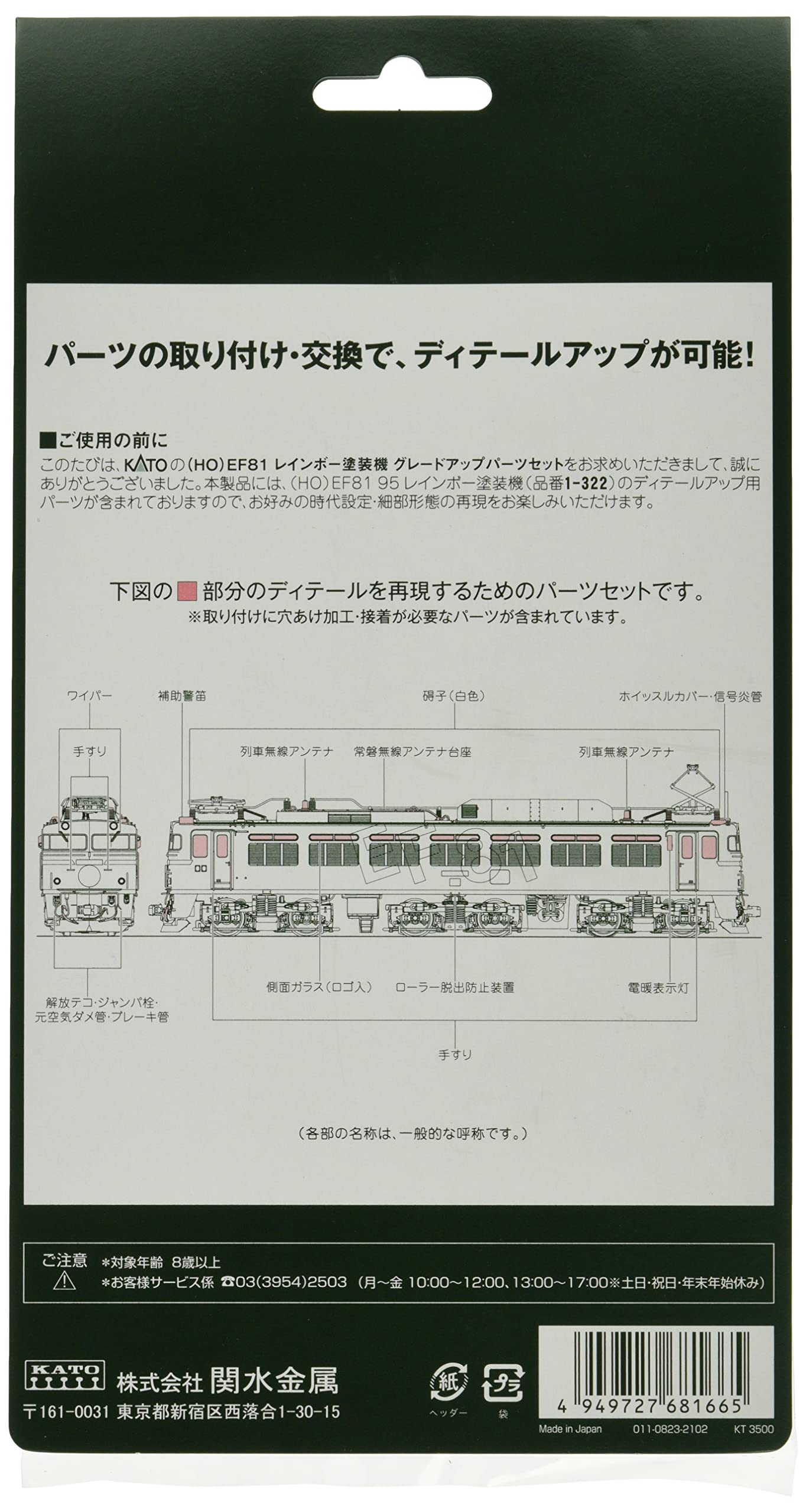 KATO Ef81 Rainbow 7-103-2 Upgrade Parts Set for Ho Gauge Railway Models