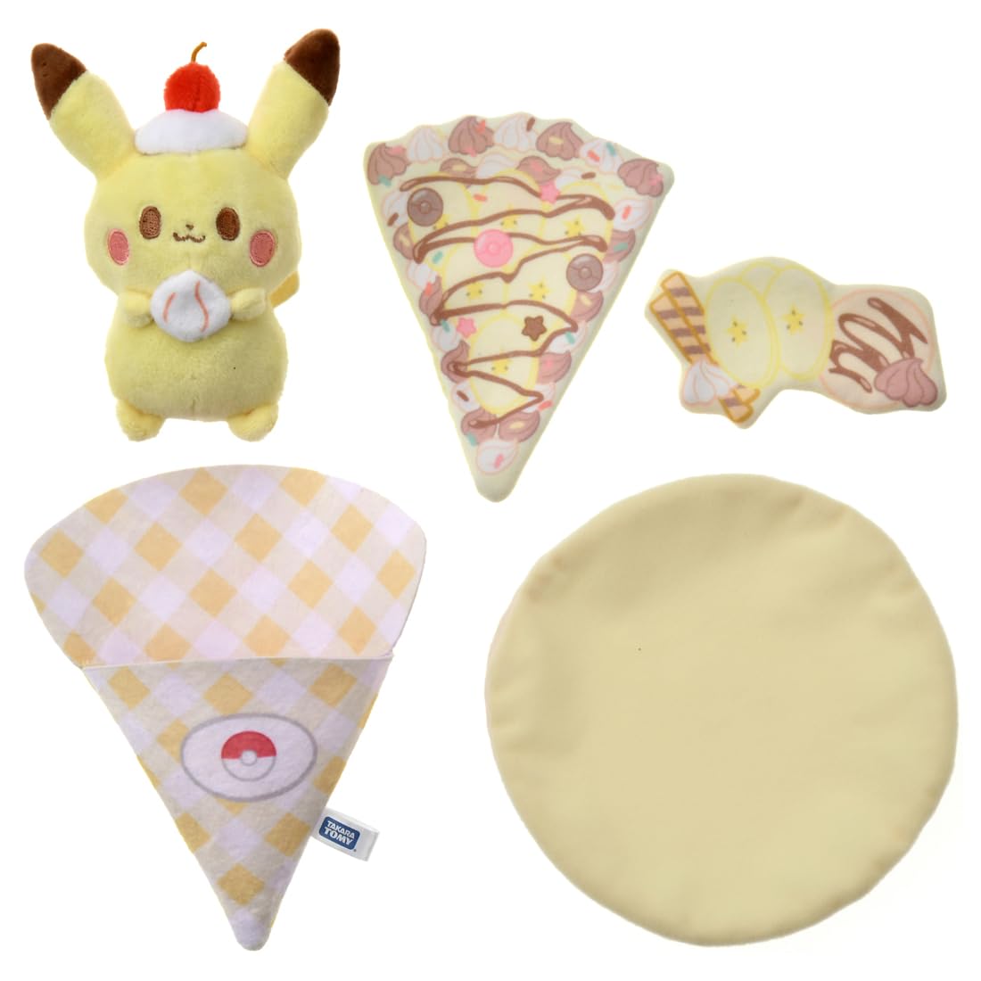 Takara Tomy Pocket Monsters Poke Pieces Pikachu Crepe Plush Toy- Japan Figure Store - #1 Bring To You The Best Japanese Goods