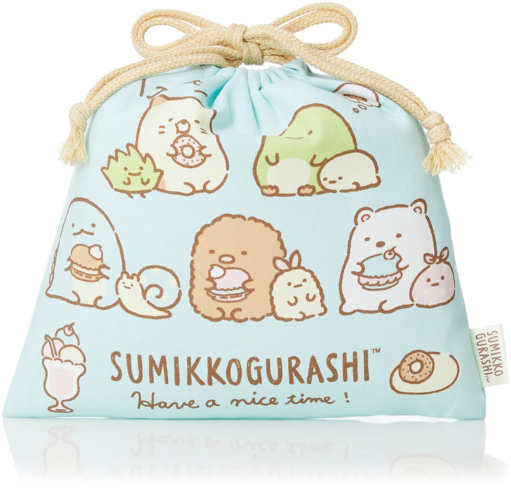 San-X Sumikko Gurashi Blue Drawstring Bag Ca24905 Comfy Travel Accessory- Japan Figure Store - #1 Bring To You The Best Japanese Goods