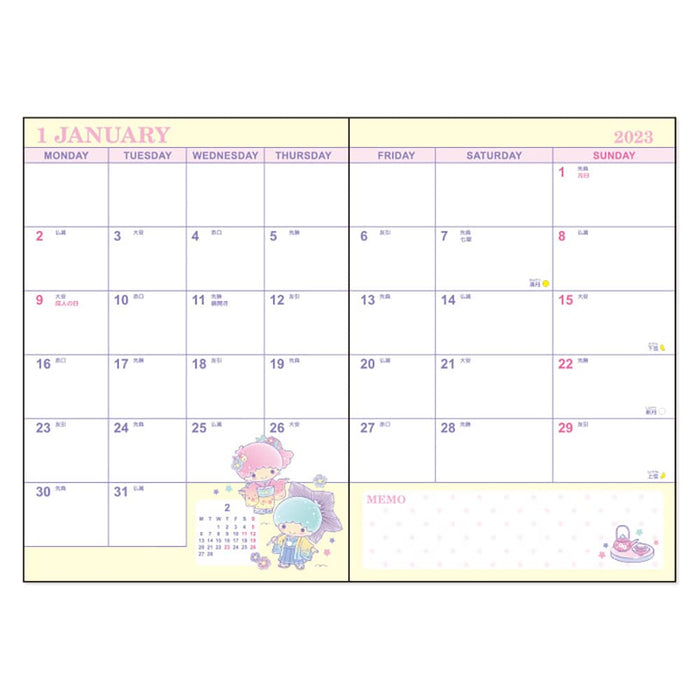 Sanrio 2023 Diary B6 Little Twin Stars Monthly Weekly Planner with Stickers- Japan Figure Store - #1 Bring To You The Best Japanese Goods
