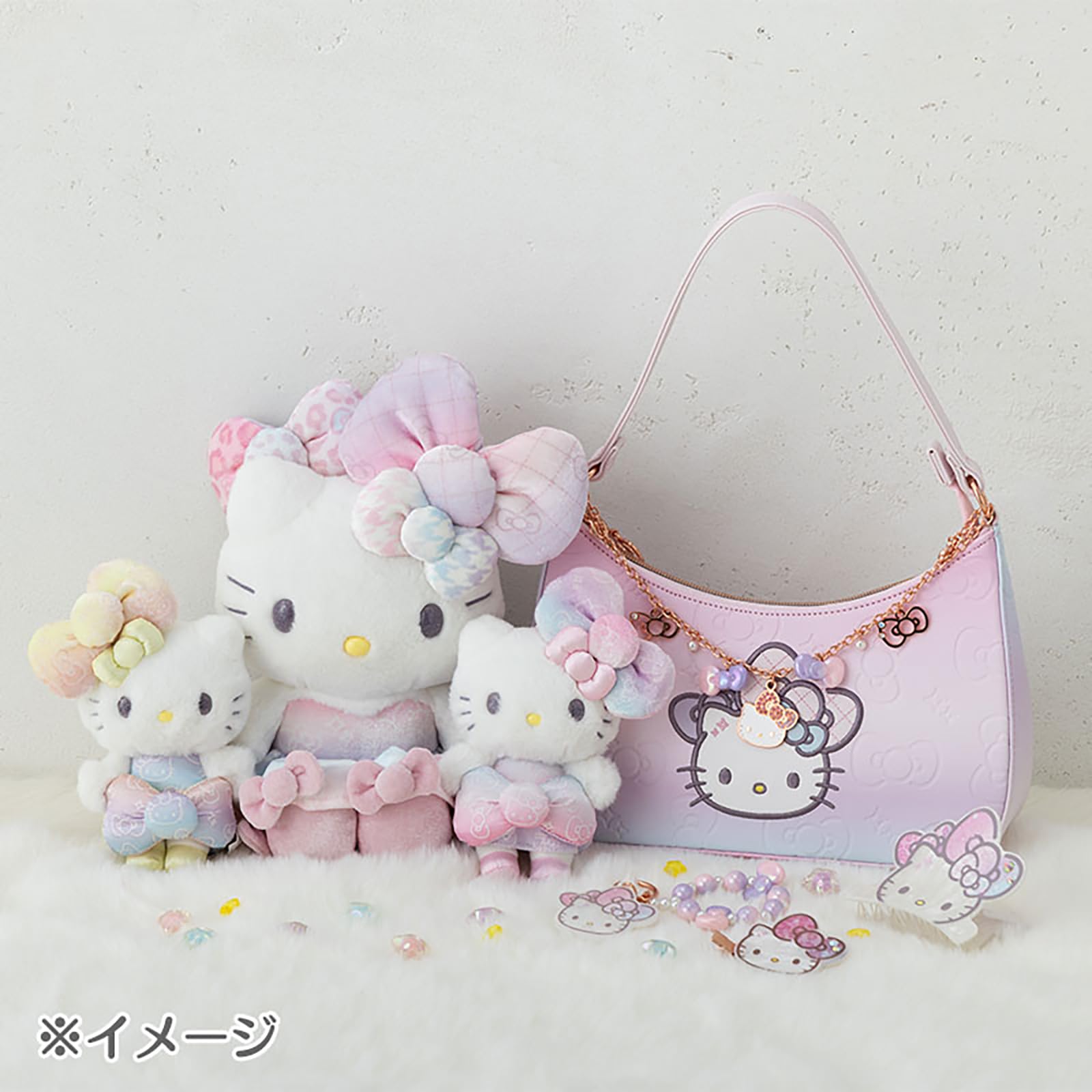 Sanrio Hello Kitty 50th Plush Mascot Holder with Fashionable Ribbons Japan- Japan Figure Store - #1 Bring To You The Best Japanese Goods