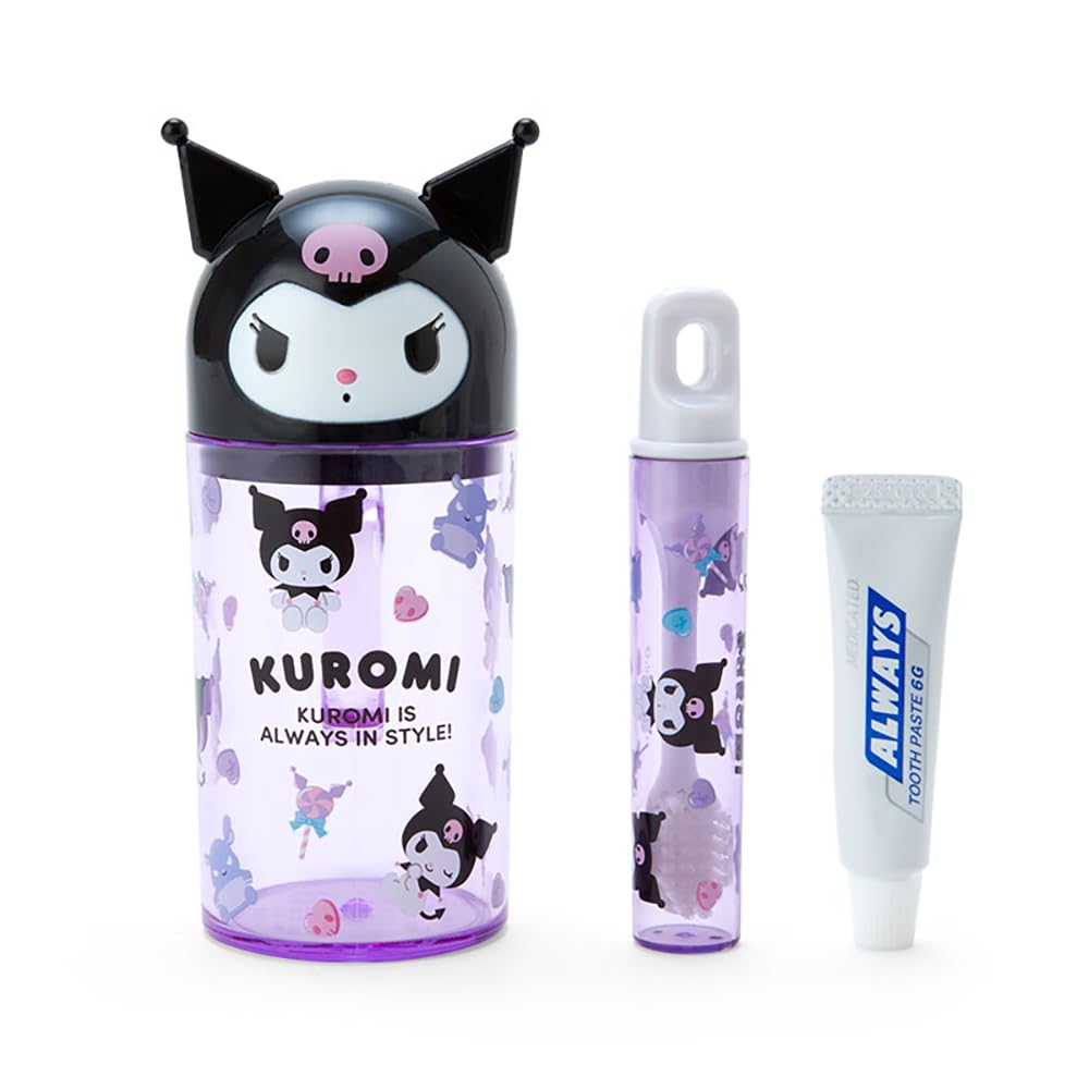 Sanrio Kuromi Toothbrush & Cup Set - 12x7x5 cm Character Design- Japan Figure Store - #1 Bring To You The Best Japanese Goods