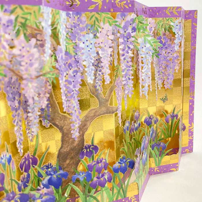 Sanrio 3D Wisteria Gold Folding Screen Greeting Card Available for Overseas Shipping- Japan Figure Store - #1 Bring To You The Best Japanese Goods
