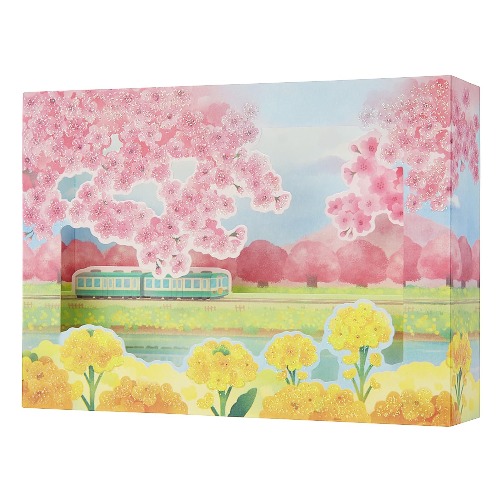 Sanrio Message Card Spring Cherry Blossom Rape Blossom Train Greeting Card- Japan Figure Store - #1 Bring To You The Best Japanese Goods