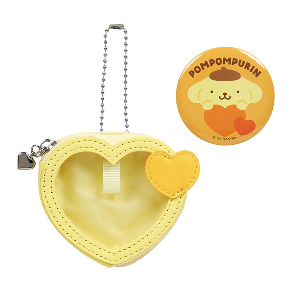 Sanrio Pompompurin Mini Pouch with Badge Colorful Heart Series 3rd Edition- Japan Figure Store - #1 Bring To You The Best Japanese Goods