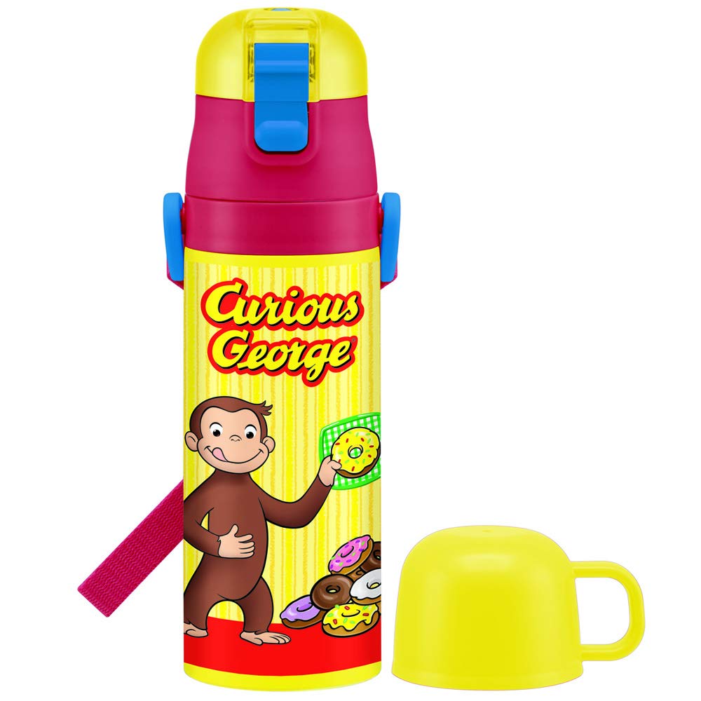 Skater Boys Stainless Steel Curious George Water Bottle and Cup 430ml SKDC4-A- Japan Figure Store - #1 Bring To You The Best Japanese Goods