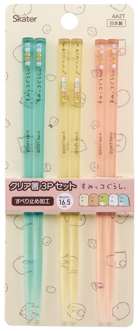 Skater 16.5cm Clear Acrylic Chopsticks - Set of 3 Sumikko Gurashi Made in Japan- Japan Figure Store - #1 Bring To You The Best Japanese Goods