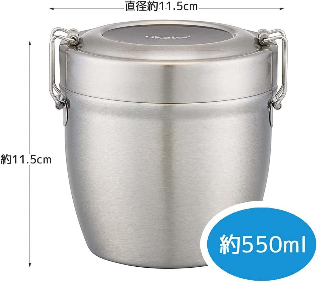 Skater 550ml Silver Stainless Steel Insulated Lunch Box Rice Bowl Shape Antibacterial - Stlbd6Ag-A- Japan Figure Store - #1 Bring To You The Best Japanese Goods