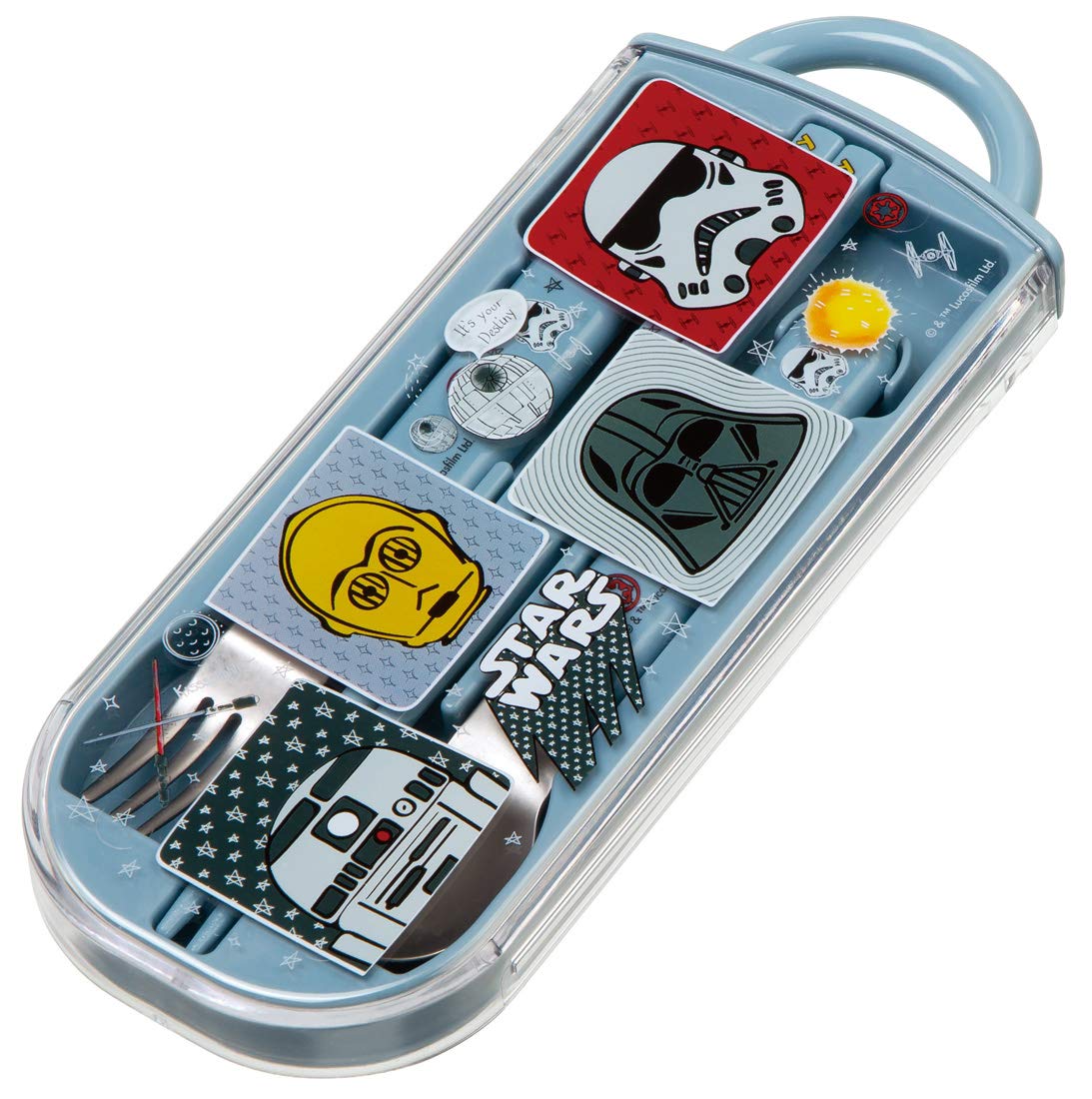 Skater Trio Set Kid's Bento Chopsticks Fork & Spoon - 16.5cm Star Wars & Disney Doodles- Japan Figure Store - #1 Bring To You The Best Japanese Goods