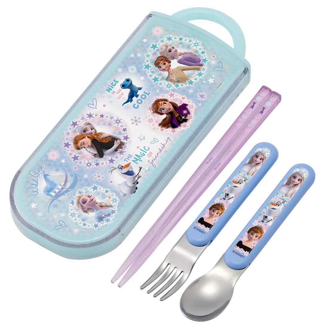Skater Disney Frozen 2 Antibacterial Trio Set: Lunch Box Spoon Fork and Chopsticks - Made in Japan for Girls- Japan Figure Store - #1 Bring To You The Best Japanese Goods
