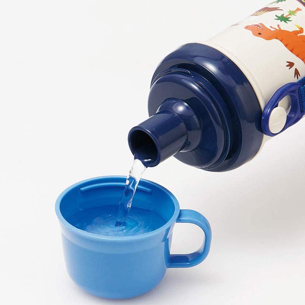 Skater Kids 480ml Dinosaur Plastic Water Bottle with Cup for Boys - PSB5KDA- Japan Figure Store - #1 Bring To You The Best Japanese Goods