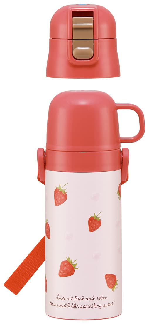 Skater Kids Pink Stainless Steel Water Bottle 420ml Direct Drink/Cup Style Strawberry - SKDC3- Japan Figure Store - #1 Bring To You The Best Japanese Goods