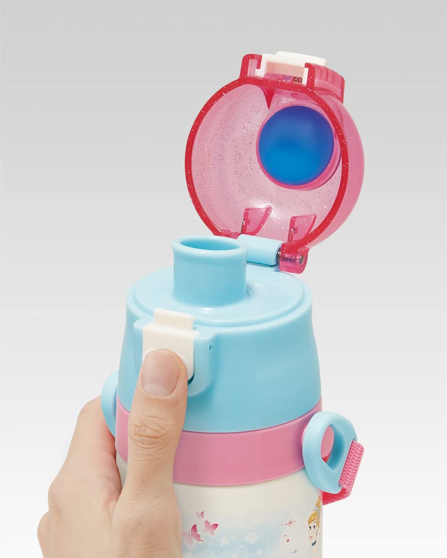 Skater Disney Princess Cinderella Kids Water Bottle 430ml Cup 470ml Direct Drink Lightweight Stainless Steel with Drawstring for Kindergarten Girls- Japan Figure Store - #1 Bring To You The Best Japanese Goods