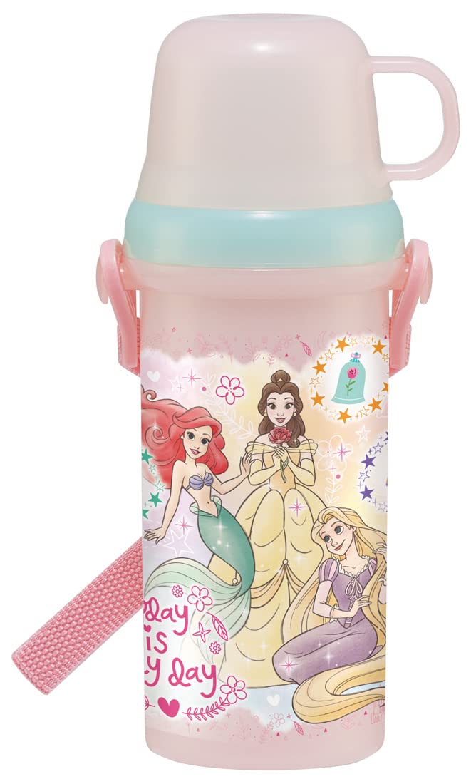 Skater Disney Princess 480ml Water Bottle with Cup for Girls - PSB5KD-A- Japan Figure Store - #1 Bring To You The Best Japanese Goods