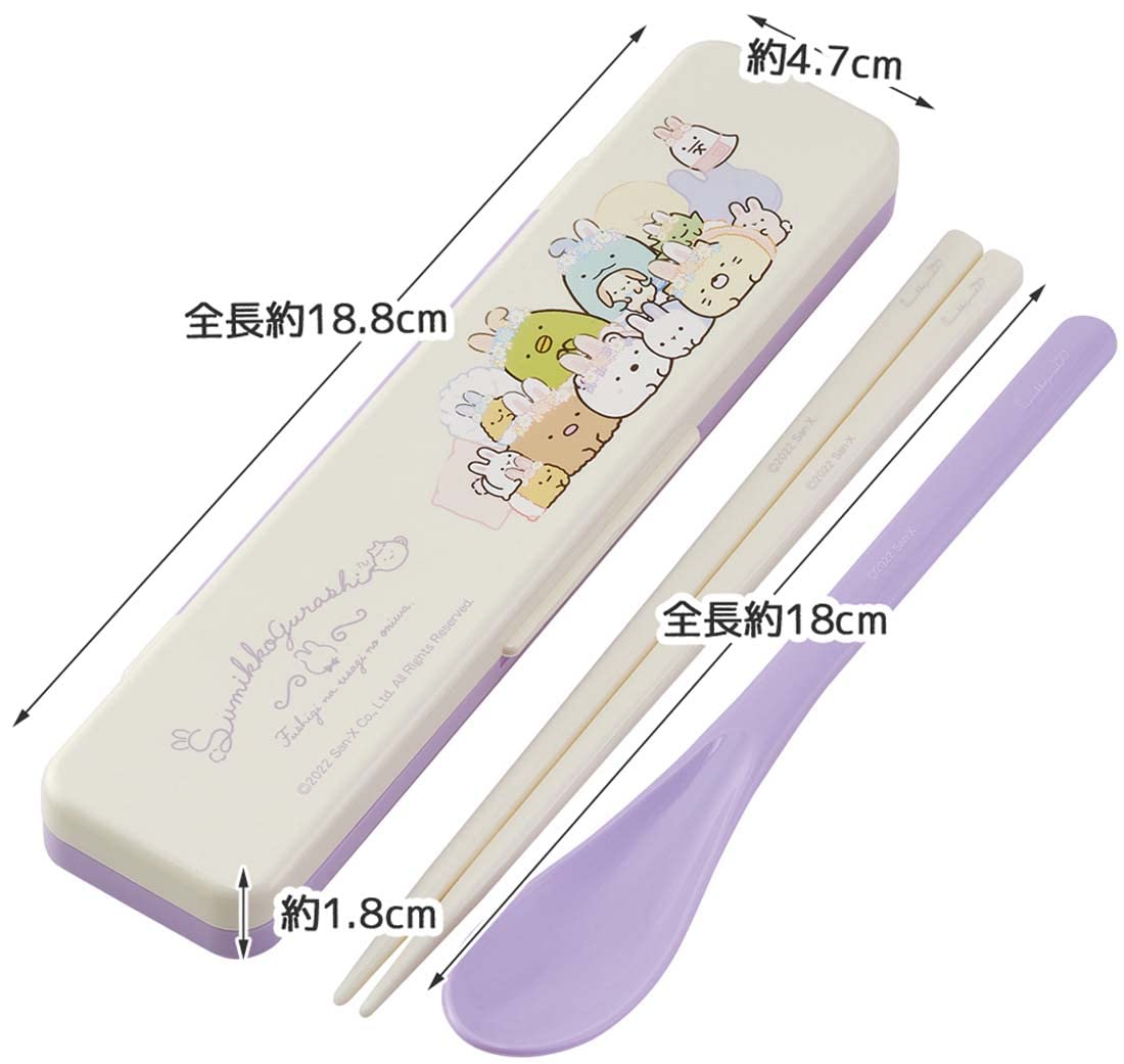 Skater Sumikko Gurashi Rabbit Garden Chopstick Spoon Set 18cm Antibacterial Japan- Japan Figure Store - #1 Bring To You The Best Japanese Goods