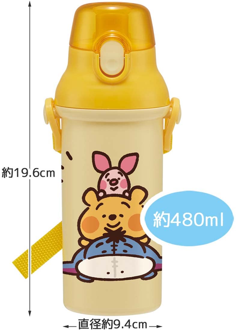 Skater Winnie The Pooh Water Bottle 480ml for Kids Girls Antibacterial Plastic Made in Japan- Japan Figure Store - #1 Bring To You The Best Japanese Goods