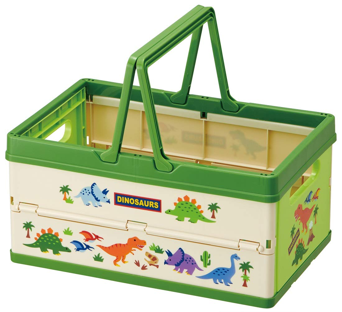 Skater Dinosaur Folding Toy Storage Box 38x25x19.5cm - Stackable Basket with Handle- Japan Figure Store - #1 Bring To You The Best Japanese Goods
