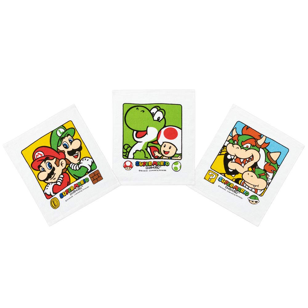Skater 3-Pack Mario-Themed Hand Towels 20-Ounce Absorbency- Japan Figure Store - #1 Bring To You The Best Japanese Goods
