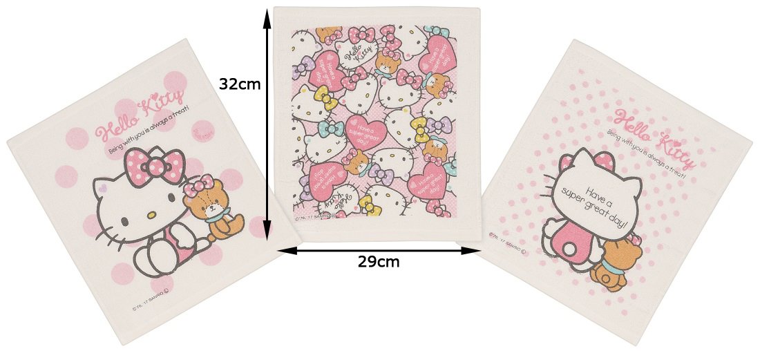 Skater 3-Piece Hello Kitty Pastel Hand Towels Set by Sanrio Oac1T- Japan Figure Store - #1 Bring To You The Best Japanese Goods