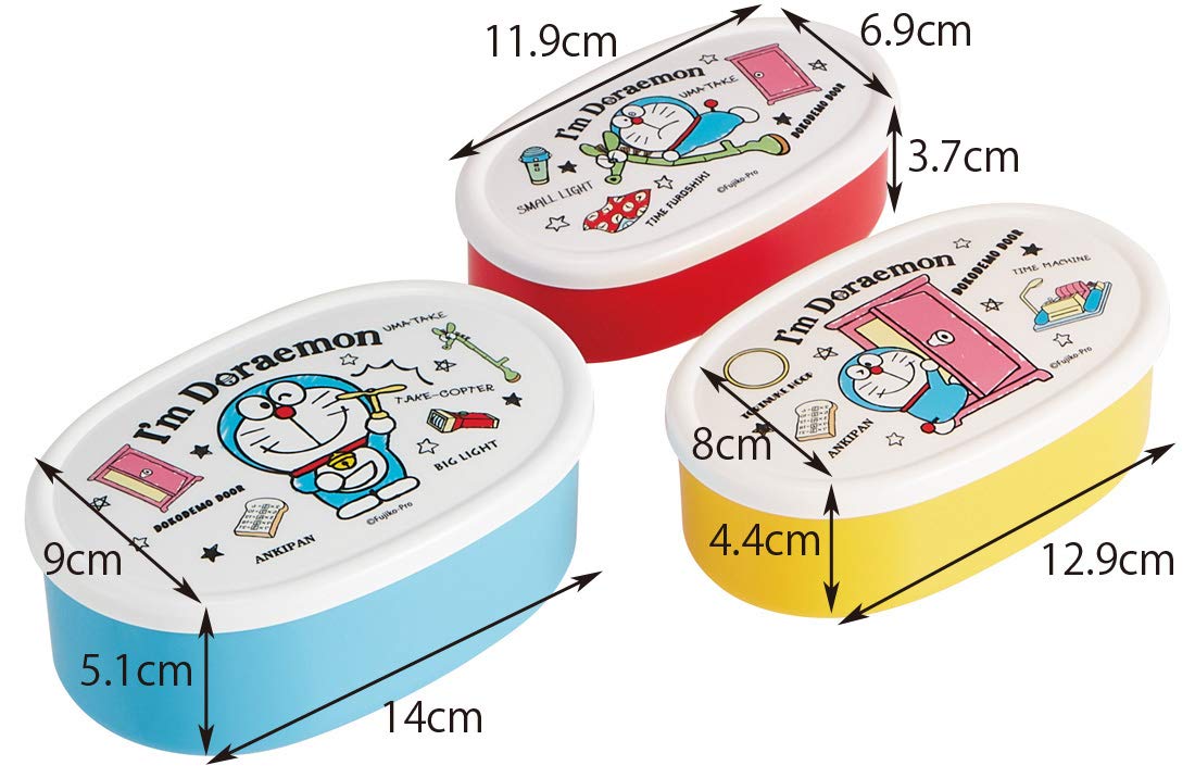 Skater Doraemon Lunch Box Set of 3 Sealable Storage Containers SRS3S-A- Japan Figure Store - #1 Bring To You The Best Japanese Goods