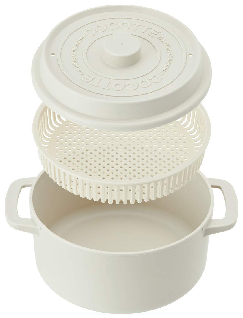 Skater 18cm White Cocotte Style Microwave Cookware Pot - MWCP2- Japan Figure Store - #1 Bring To You The Best Japanese Goods