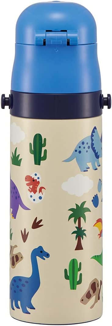 Skater Dinosaur 470ml Stainless Steel Water Bottle - Lightweight Kids/Boys Keeps Drinks Cold- Japan Figure Store - #1 Bring To You The Best Japanese Goods