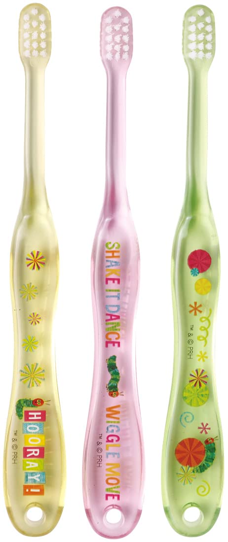 Skater Soft Baby Toothbrush Set 0-3 Years Very Hungry Caterpillar Design 15cm 3-Piece- Japan Figure Store - #1 Bring To You The Best Japanese Goods