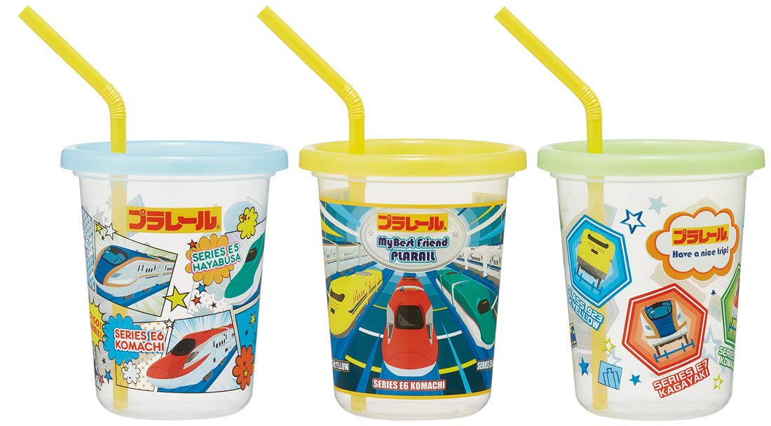 Skater 320ml Tumbler with Straw 3Pcs Set Made in Japan Plarail 19 Design- Japan Figure Store - #1 Bring To You The Best Japanese Goods