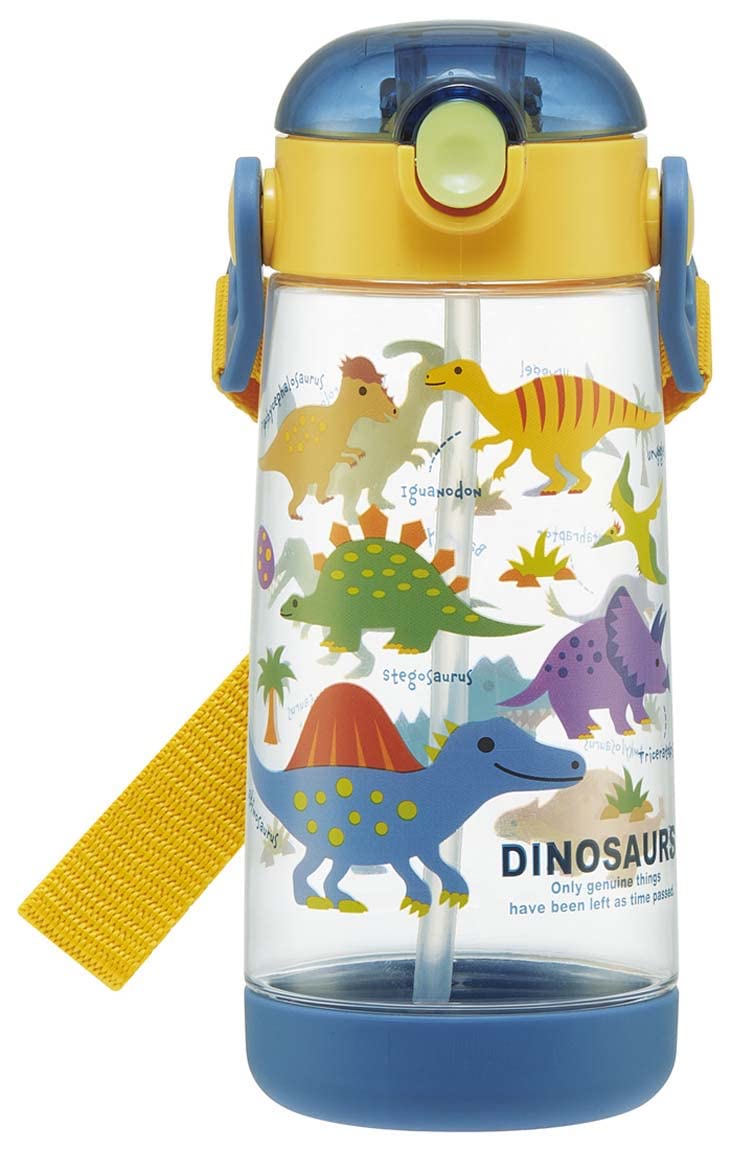 Skater Dinosaur 480ml Clear Kids Water Bottle with Straw for Boys- Japan Figure Store - #1 Bring To You The Best Japanese Goods