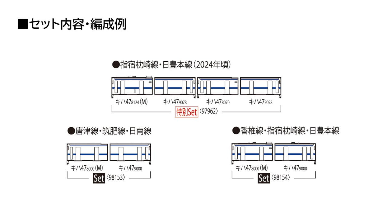 Tomytec Tomix N Gauge Kiha 47 8000 Kyushu Color Air-Conditioned Car Set 98154- Japan Figure Store - #1 Bring To You The Best Japanese Goods