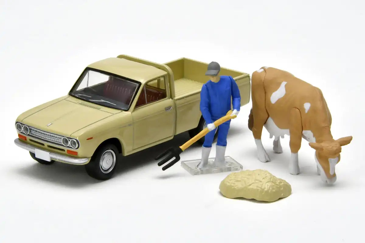 Tomytec Tomica Limited Vintage Datsun 1300 Truck Light Brown 1/64 Scale with Figure- Japan Figure Store - #1 Bring To You The Best Japanese Goods