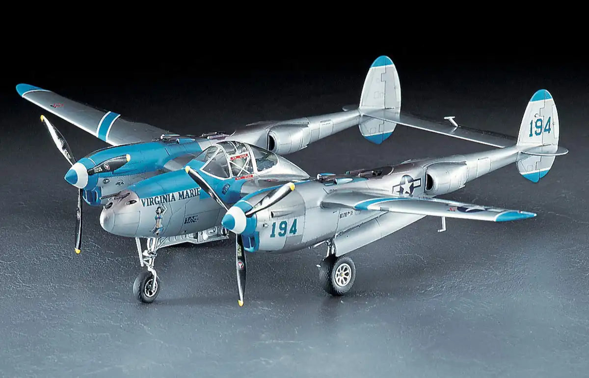 HASEGAWA 1/48 P-38J Lightning 'Virginia Marie' U.S. Army Air Force Fighter Plastic Model- Japan Figure Store - #1 Bring To You The Best Japanese Goods