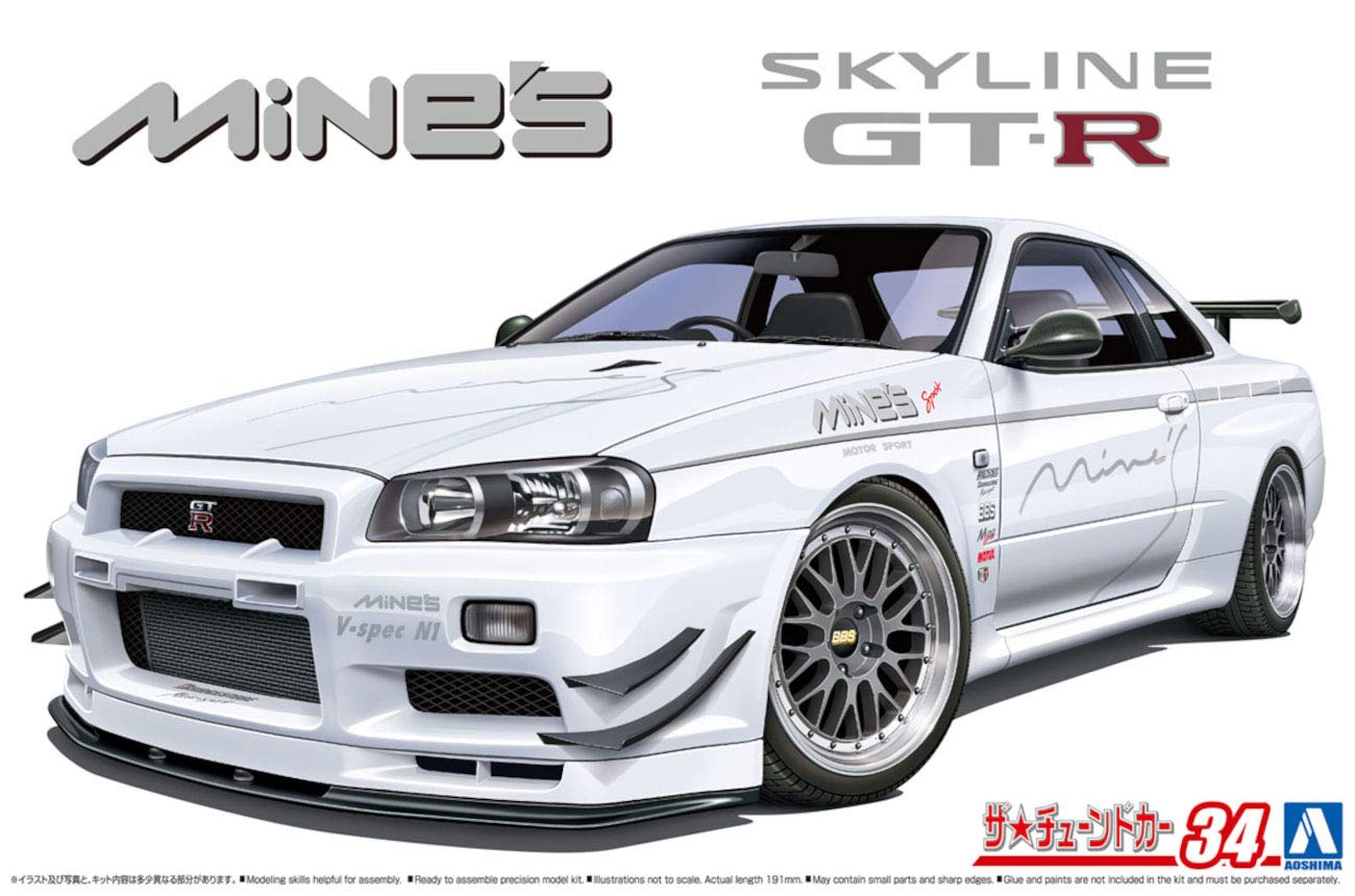Aoshima Bunka Kyozai 1/24 The Tuned Car Series No.34 Nissan Mines Bnr34 Skyline Gt-R 2002 Plastic Model- Japan Figure Store - #1 Bring To You The Best Japanese Goods