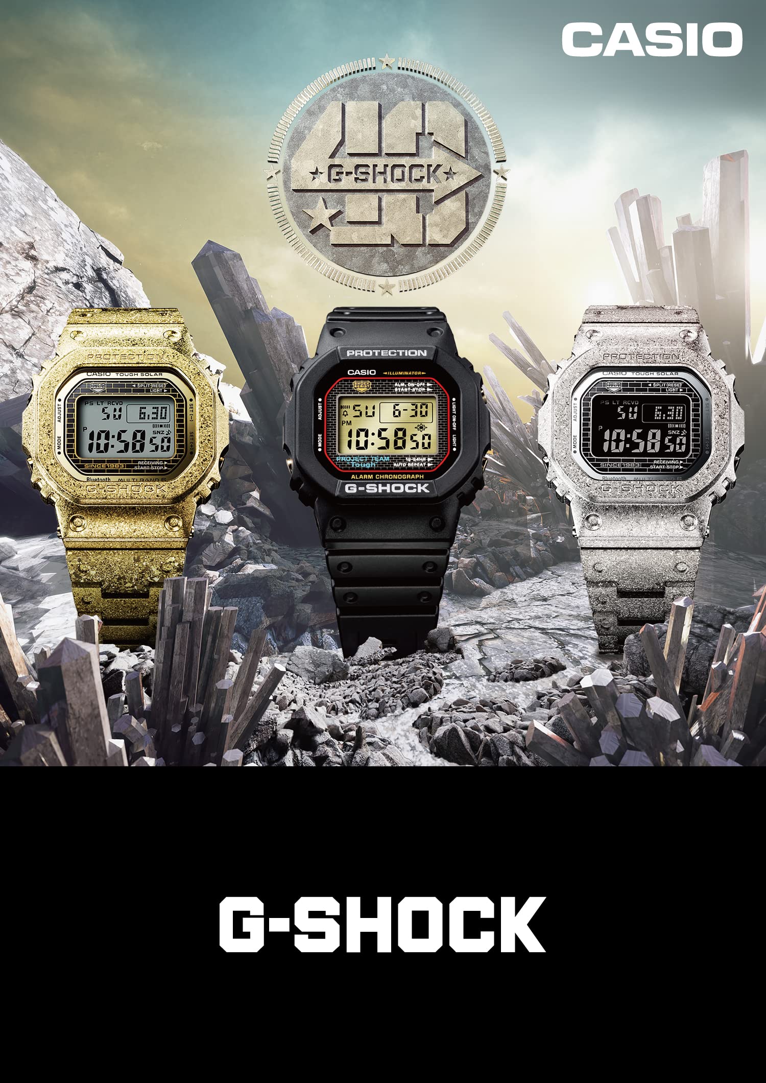 Casio G-Shock 40th Anniversary Edition Silver Watch GMW-B5000PS - Full Metal Radio Solar Bluetooth- Japan Figure Store - #1 Bring To You The Best Japanese Goods
