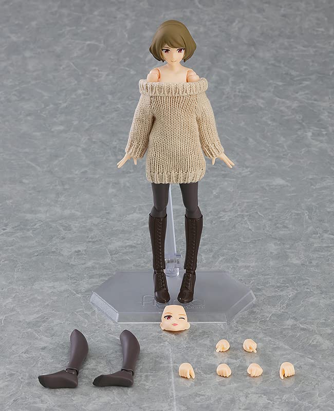 Max Factory Figma Female Body Chiaki Figure With Off-Shoulder Sweater Dress Chiaki PVC Figure- Japan Figure Store - #1 Bring To You The Best Japanese Goods