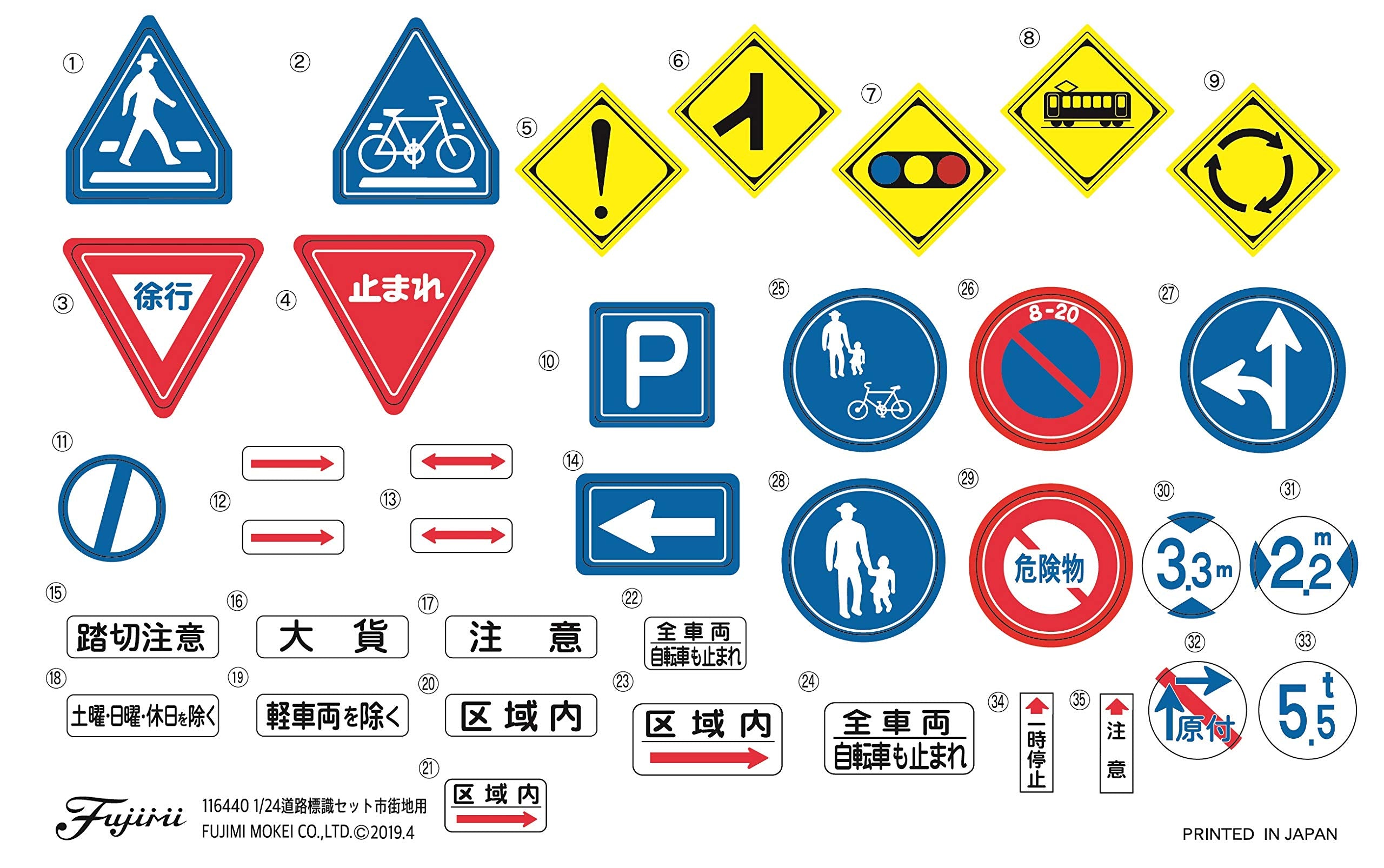 FUJIMI Garage & Tool Series 1/24 Road Sign Set For City Plastic Model- Japan Figure Store - #1 Bring To You The Best Japanese Goods