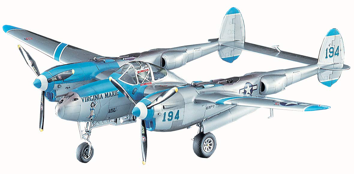 HASEGAWA 1/48 P-38J Lightning 'Virginia Marie' U.S. Army Air Force Fighter Plastic Model- Japan Figure Store - #1 Bring To You The Best Japanese Goods