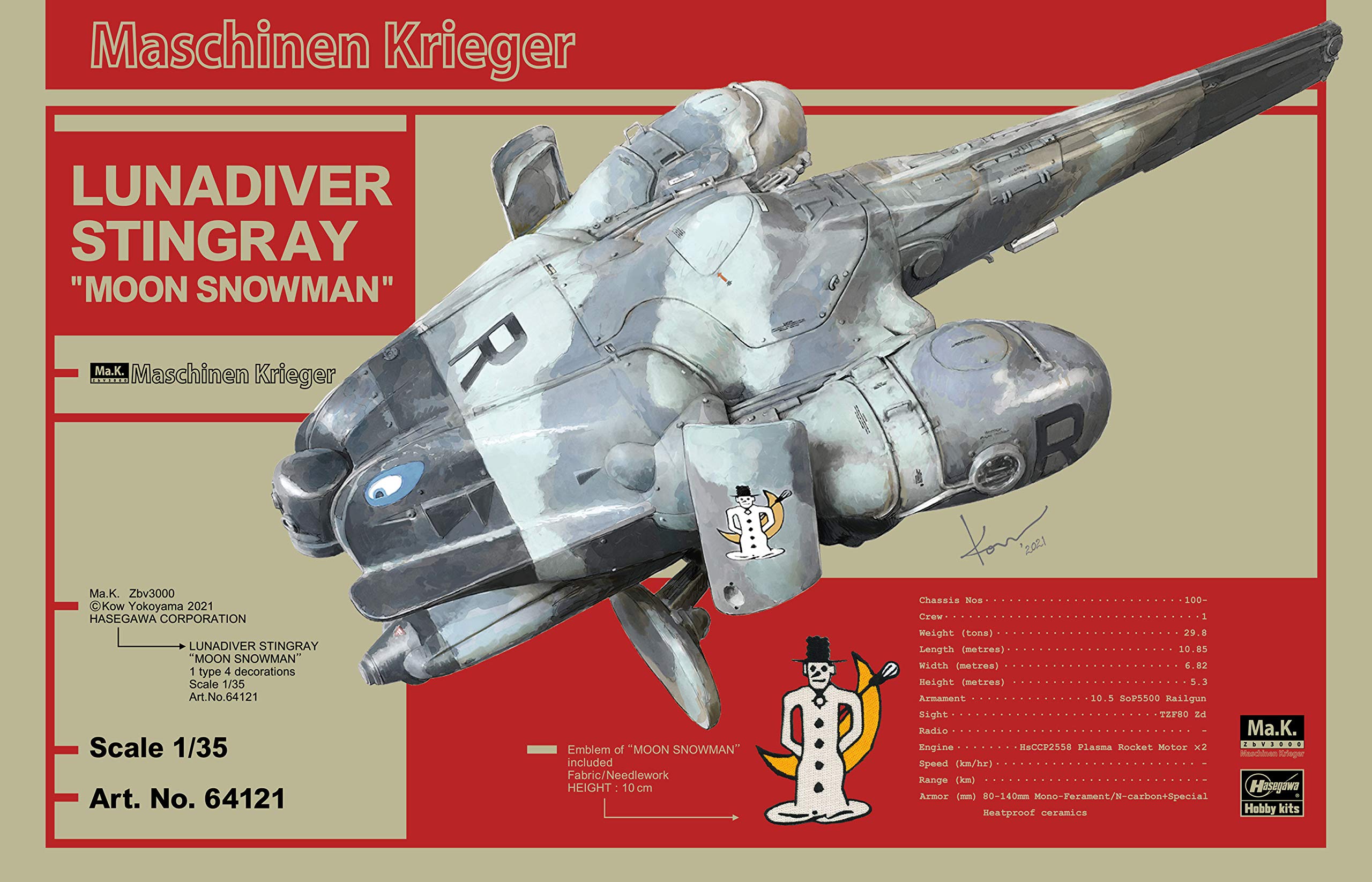 Hasegawa Maschinen Krieger Luna Diver Stingray Moon Snowman 1/35 Scale Plastic Model 64121- Japan Figure Store - #1 Bring To You The Best Japanese Goods