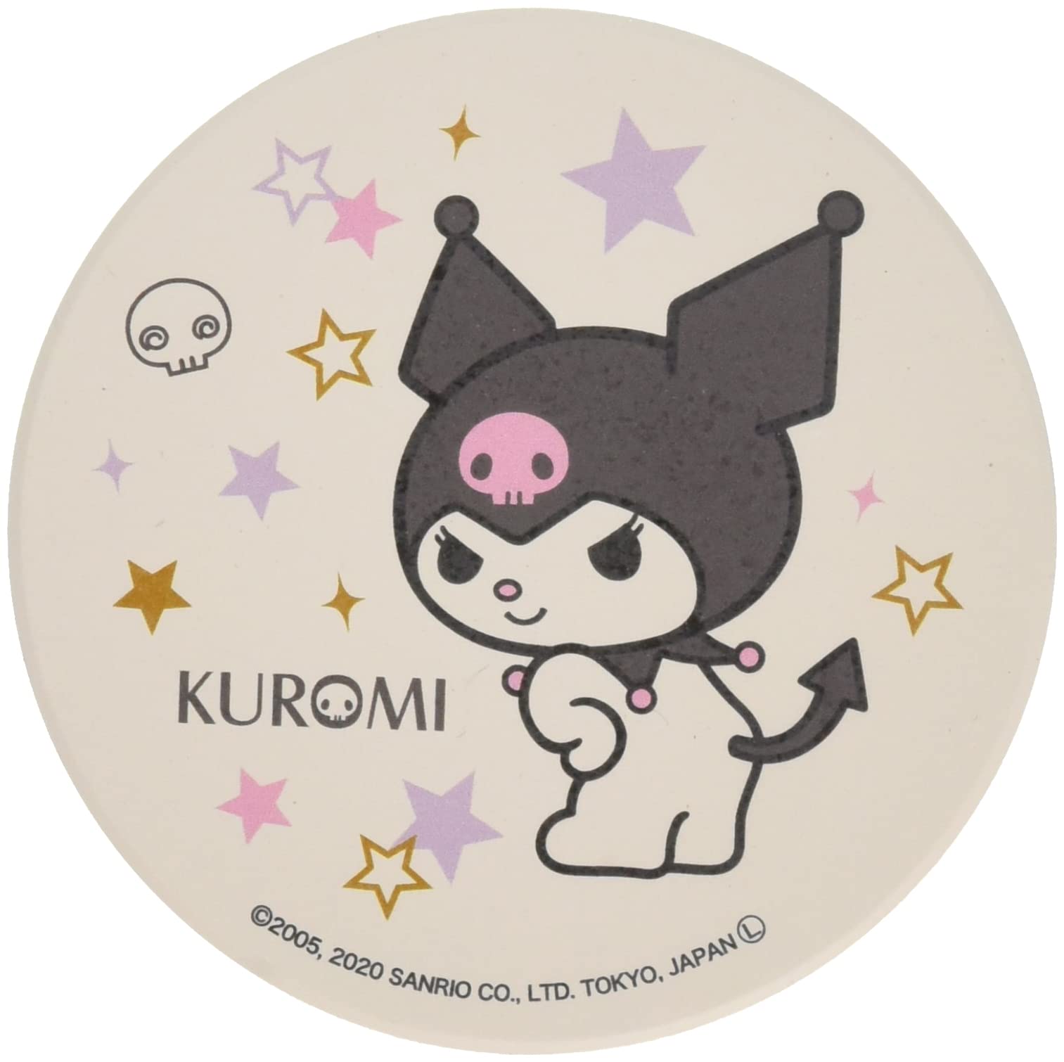 Kinsei Pottery Sanrio (Sanrio) Kuromi Stars Ceramic Water Absorption Coaster 9Cm 315516 White- Japan Figure Store - #1 Bring To You The Best Japanese Goods