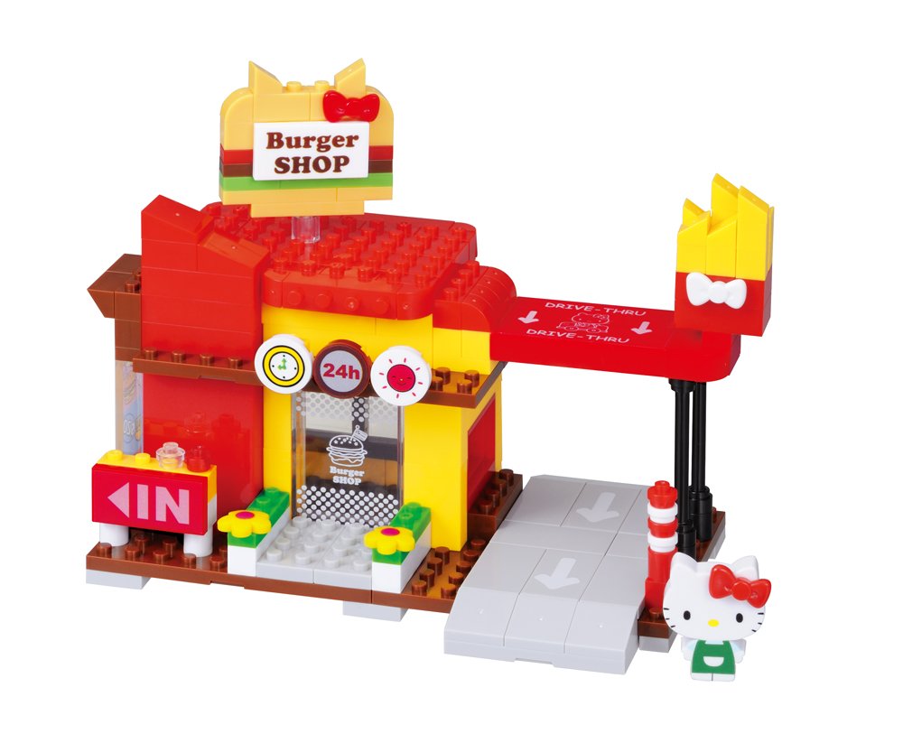 KAWADA Pk-008 Nanoblock Plus Sanrio Hello Kitty Burger Shop- Japan Figure Store - #1 Bring To You The Best Japanese Goods