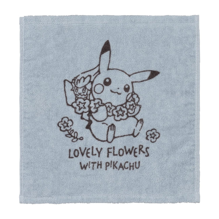 POKEMON CENTER ORIGINAL Hand Towel Lovely Flowers With Pikachu Blue Gray- Japan Figure Store - #1 Bring To You The Best Japanese Goods