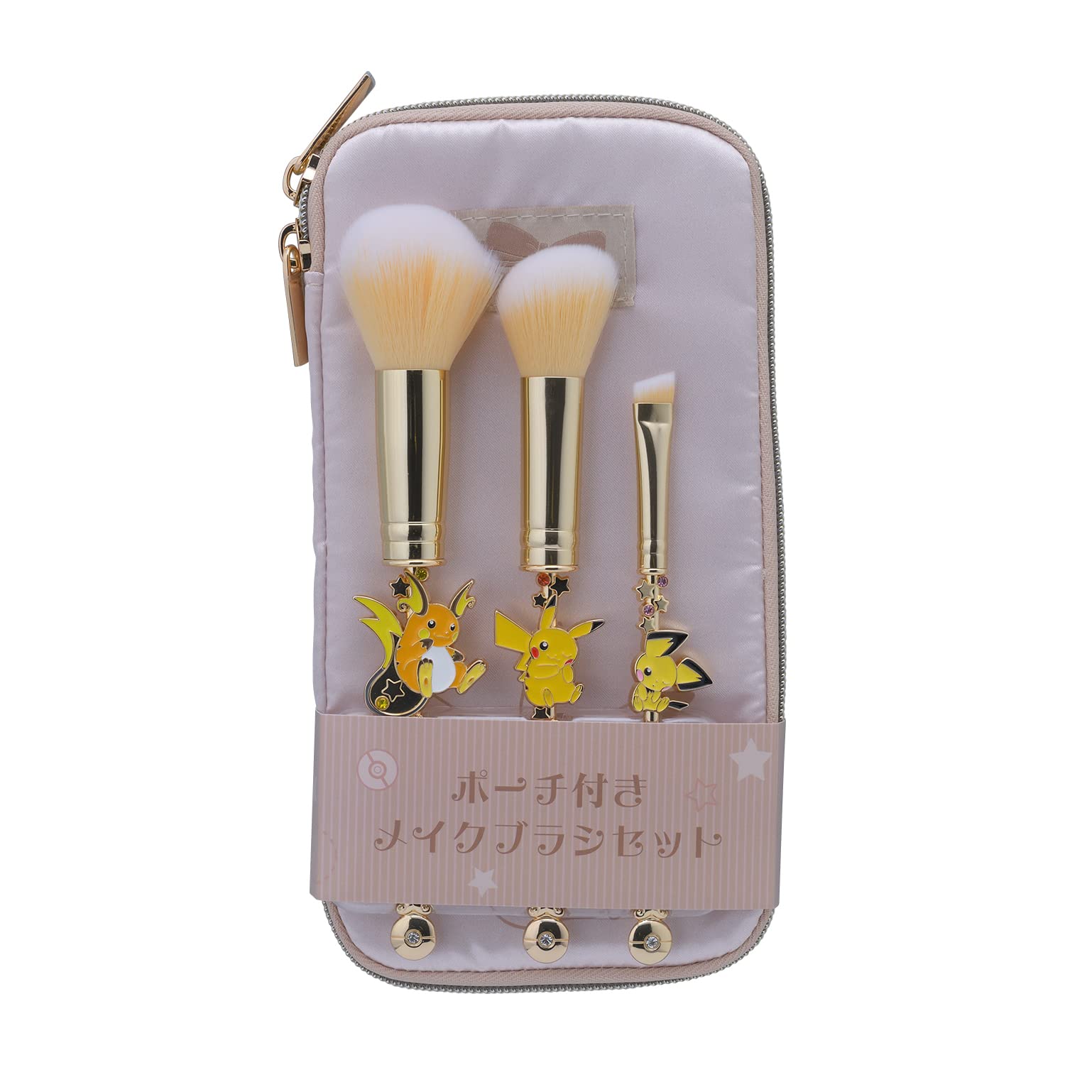 Pokemon Center Original Makeup Brush Set With Pouch Pikachu Raichu Pichu- Japan Figure Store - #1 Bring To You The Best Japanese Goods