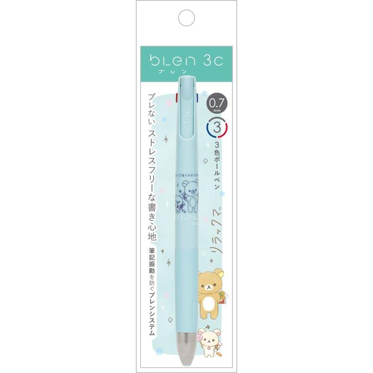 San-X Rilakkuma Zebra 0.7mm 3-Color Ballpoint Pen in Blue- Japan Figure Store - #1 Bring To You The Best Japanese Goods