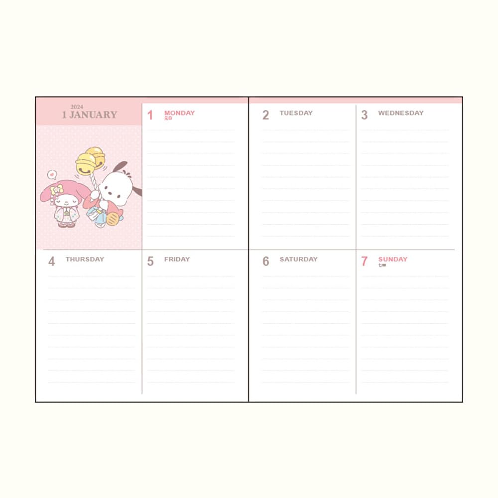 Sanrio 2024 704334 Japanese Sanrio Characters B6 Block Type Diary- Japan Figure Store - #1 Bring To You The Best Japanese Goods