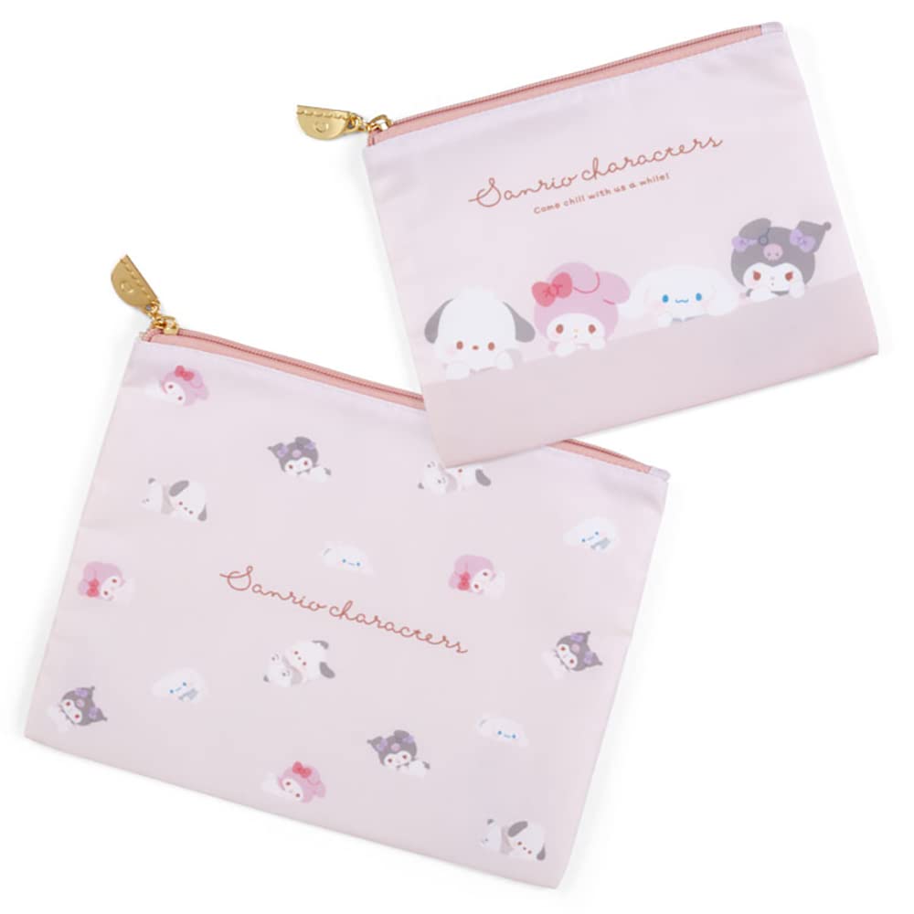 SANRIO Flat Pouch Set 2 Pcs SANRIO Characters Chill Time Design- Japan Figure Store - #1 Bring To You The Best Japanese Goods